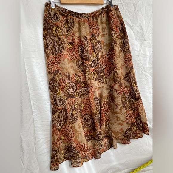 Vintage Paisley Print Brown Skirt - Picture 2 of 5